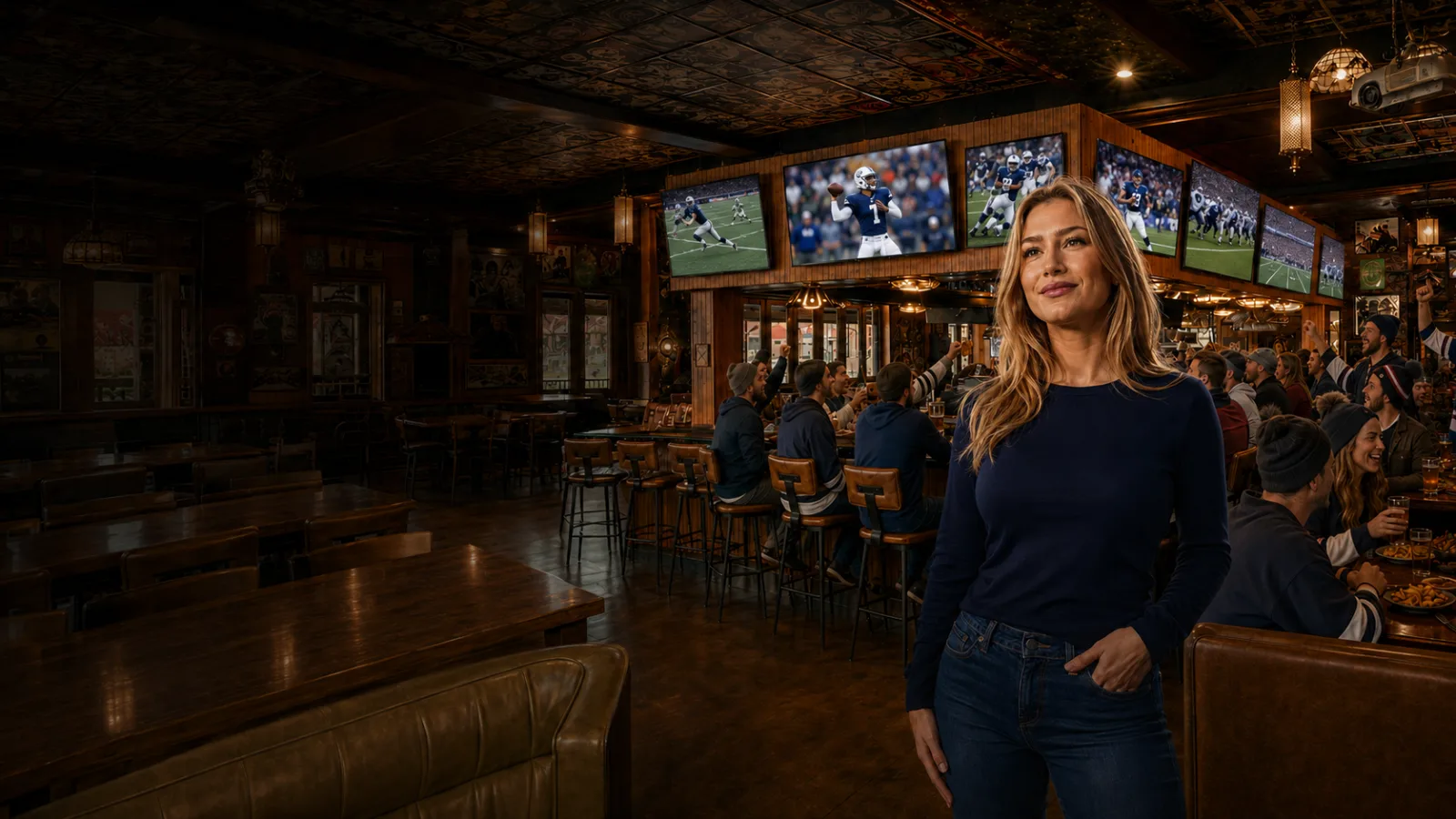 Penn State fans watching Nittany Lions football on the HDTV wall at Mother Tucker's Tavern in Old Town Scottsdale